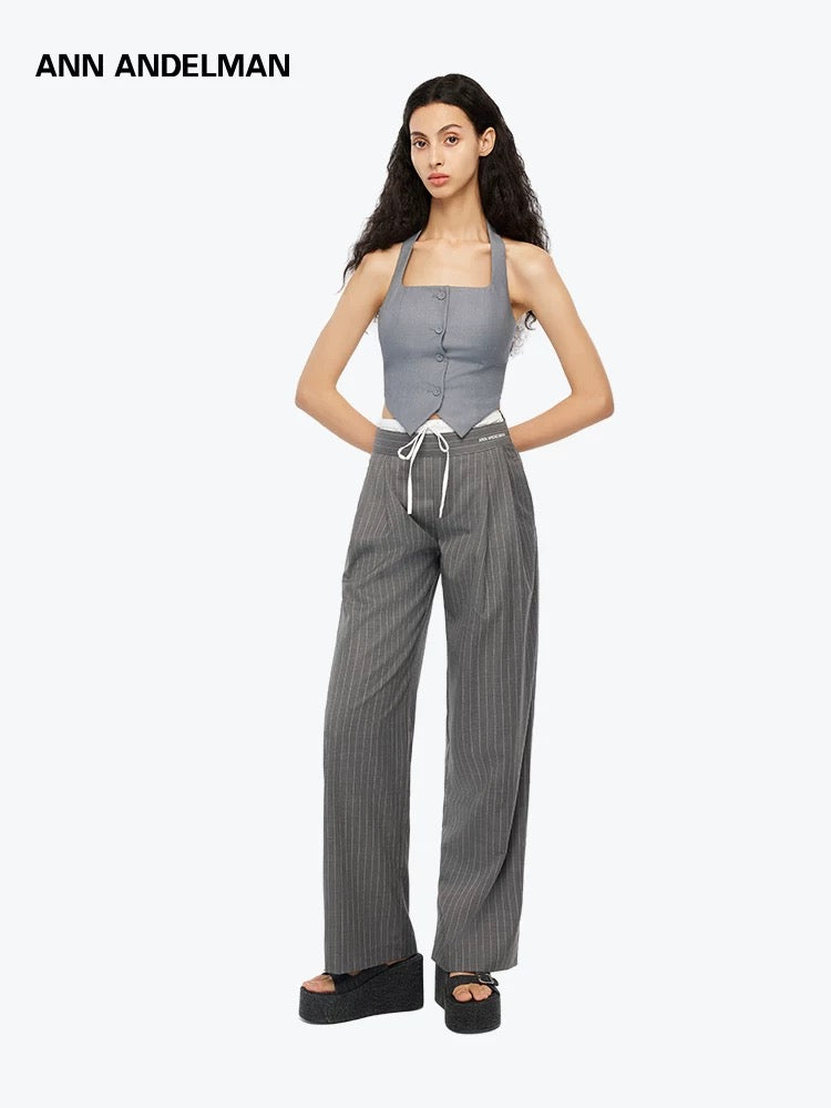 ANN ANDELMAN | Drawstrings Double-Waistband Trousers (2 Color)