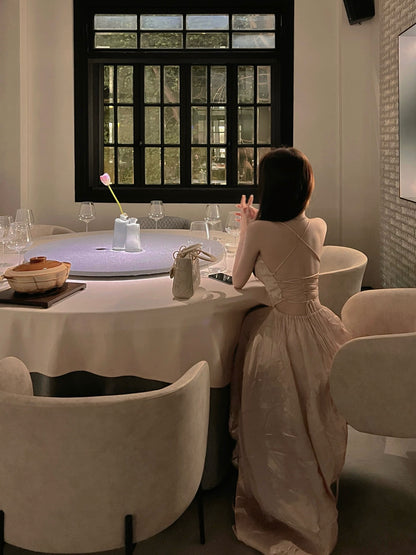 CROW CREW | Lustre Crinkle Dress (Pink)