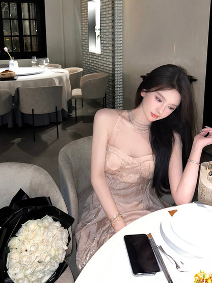 CROW CREW | Lustre Crinkle Dress (Pink)