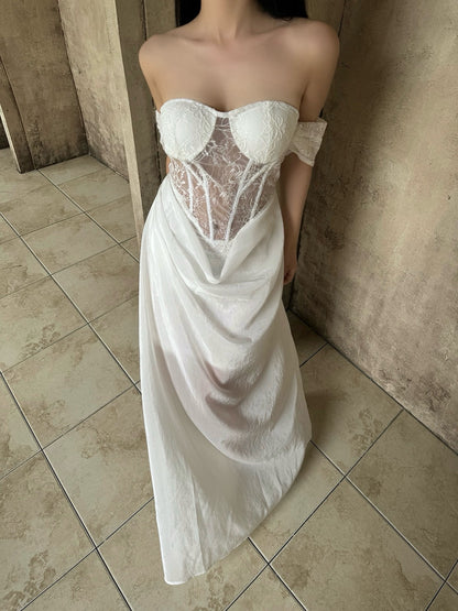 CROW CREW | Lace Corset Dress (White)