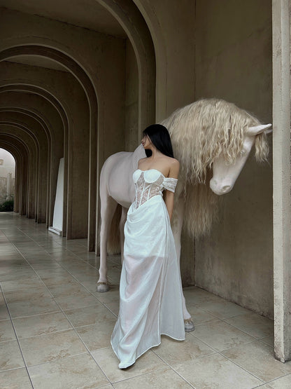 CROW CREW | Lace Corset Dress (White)