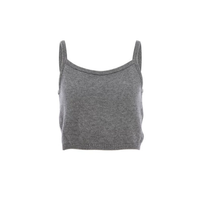 ROCHA ROMA | Grey Detachable Lace-Trim Knitwear Set (Cardigan+Tank Top+Skirt)