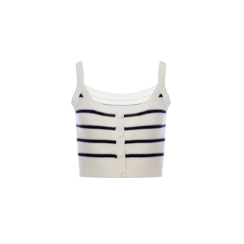 ROCHA ROMA | Striped Knit Set (Cardigan+Tank Top+Skirt)