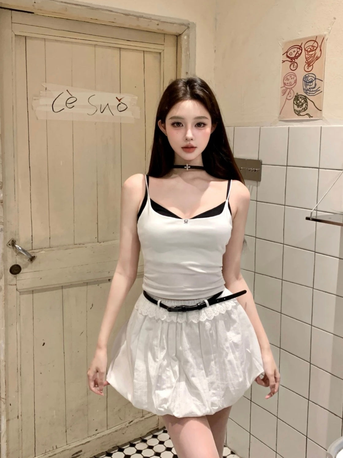 ROCHA ROMA | Elastic Waist Puff Skirt with Belt