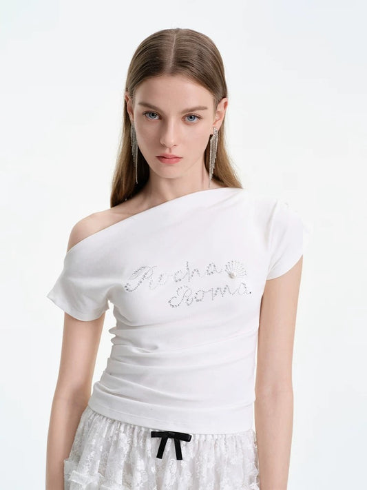 ROCHA ROMA | One-Shoulder Short-Sleeve Top (2 Color)