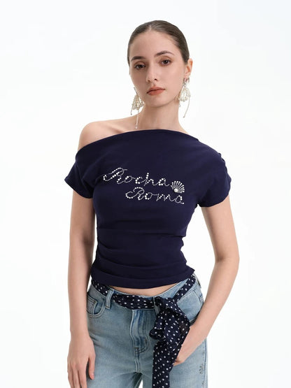 ROCHA ROMA | One-Shoulder Short-Sleeve Top (2 Color)