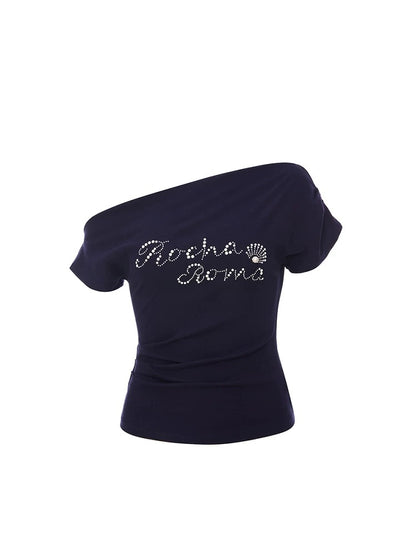 ROCHA ROMA | One-Shoulder Short-Sleeve Top (2 Color)
