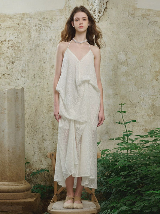 CROW CREW | Wool Lace Pleated Dress