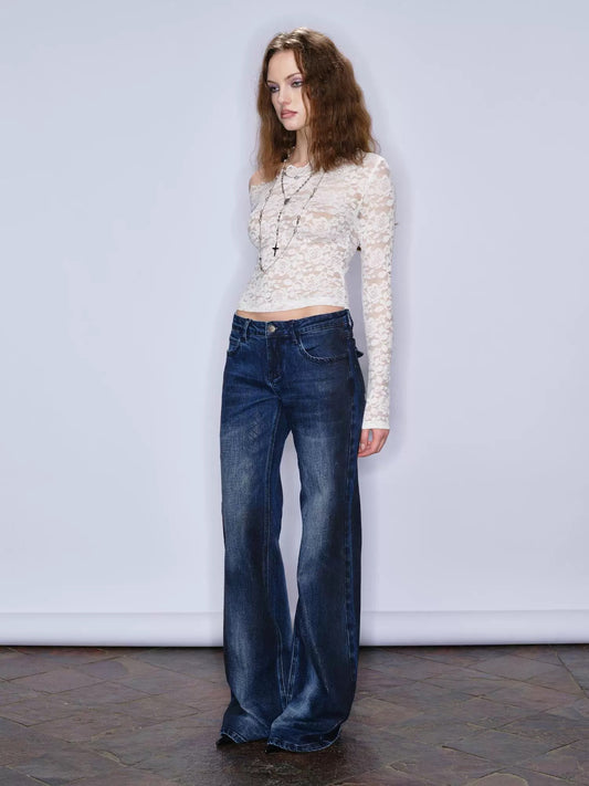 J TheChosen | Glossy Snake Print Flared Jeans in Acid Wash