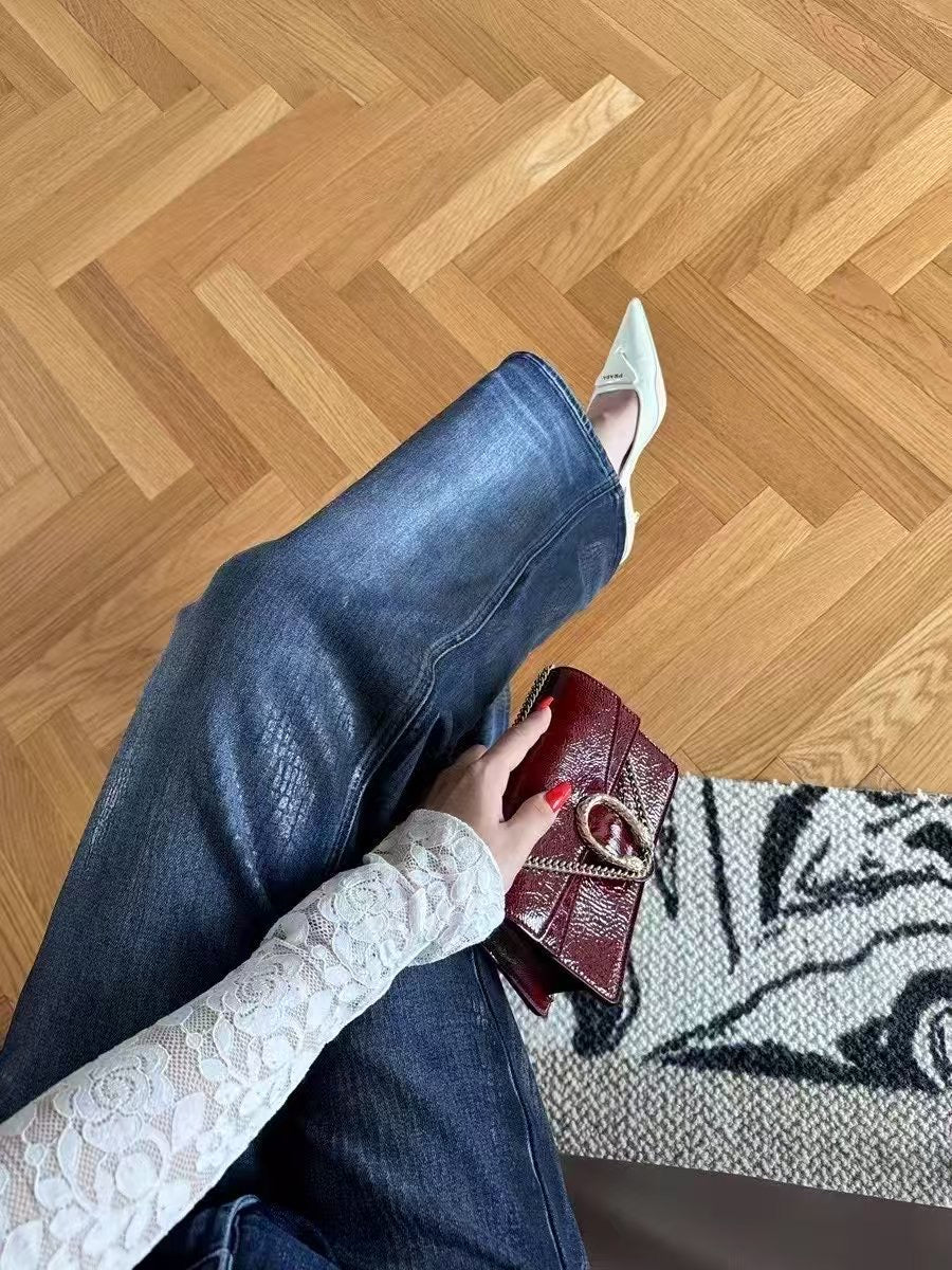 J TheChosen | Glossy Snake Print Flared Jeans in Acid Wash