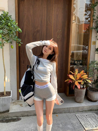 Jac Fleurant | Layered Long Sleeve Top and Shorts Set (2 Color)