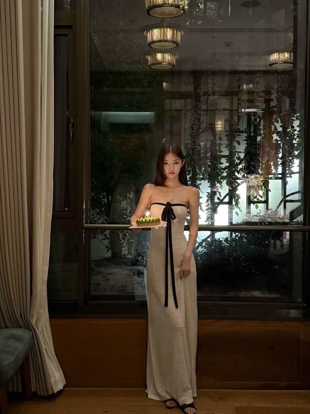 Jqwention | Black and White Contrast Strapless Maxi Dress